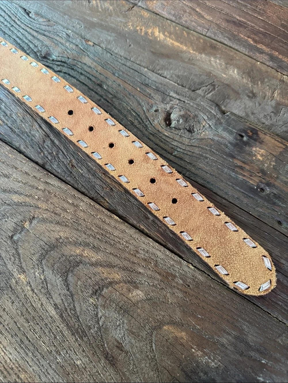 Western‎ leather tooled belt, double heart Silvertone buckle w/ name Amy 36”